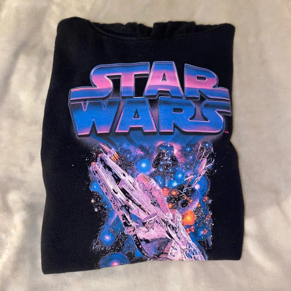💙. Star Wars Black Graphic Cropped Hoodie With Drawstring Waist. - Picture 11 of 12